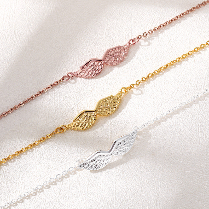 Gold Angel Wing Charm Bracelet for Women