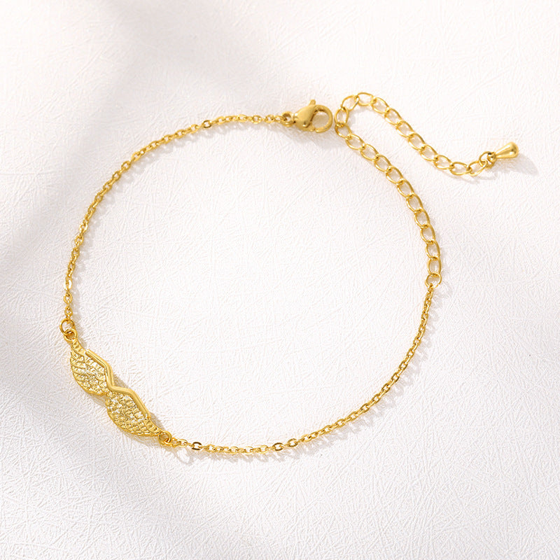 Gold Angel Wing Charm Bracelet for Women