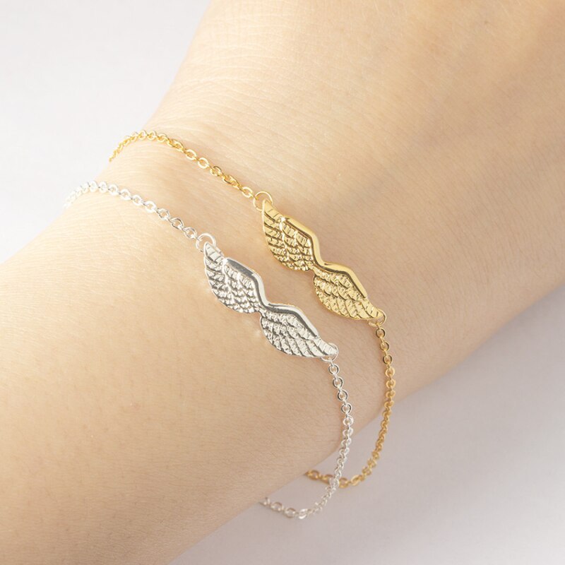 Gold Angel Wing Charm Bracelet for Women