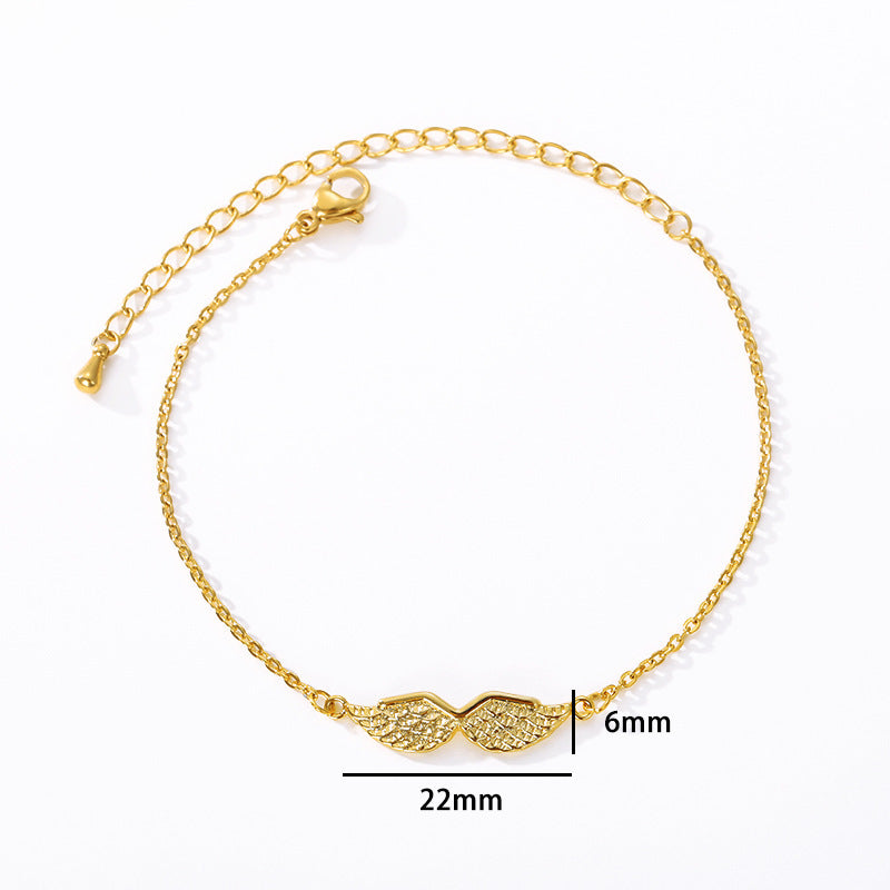 Gold Angel Wing Charm Bracelet for Women