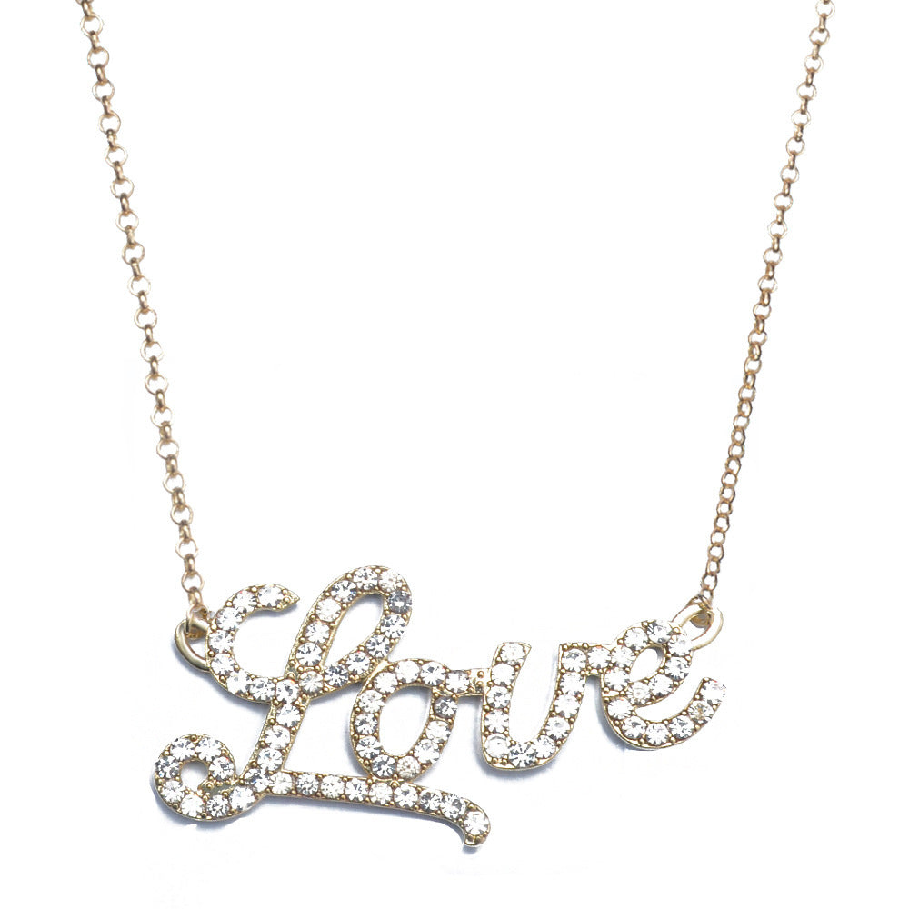 Full Diamond Letter Crystal Necklace for Women