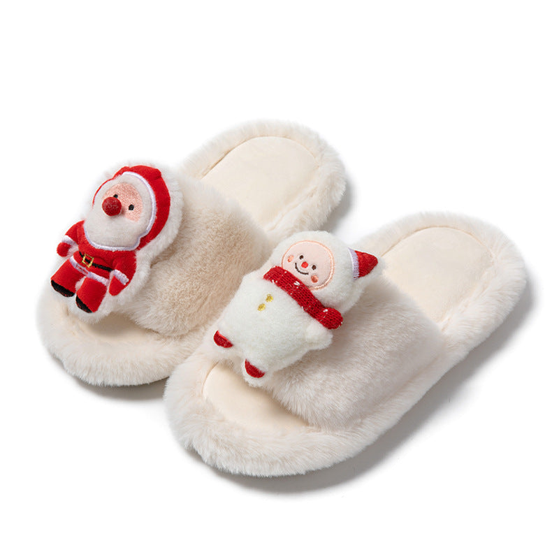 Santa Claus Open-Toe Plush Slippers