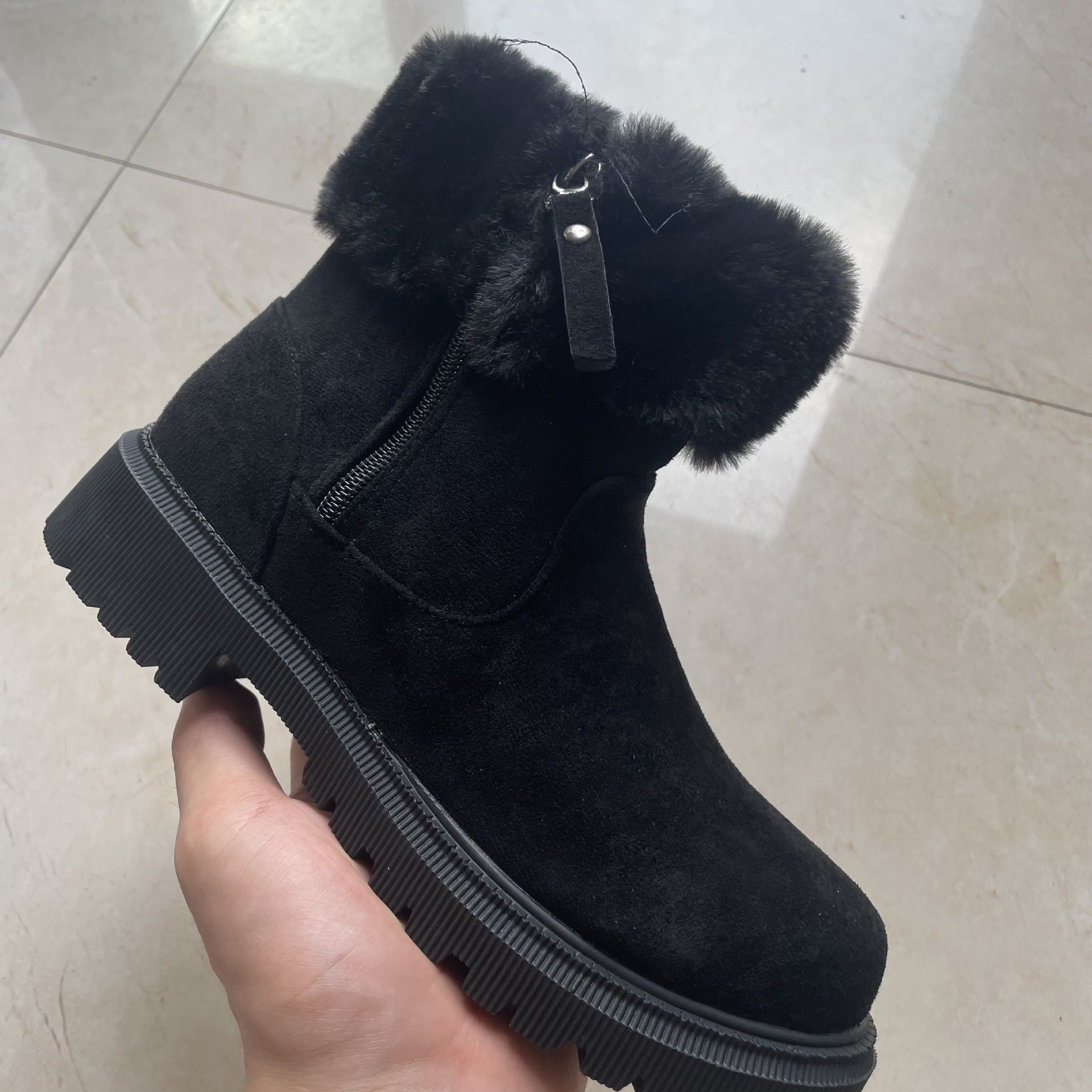 Women’s Side-Zipper Plush Snow Boots