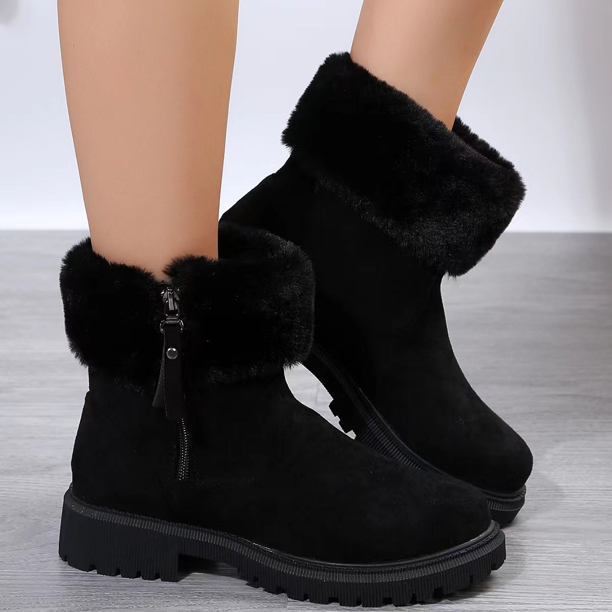 Women’s Side-Zipper Plush Snow Boots