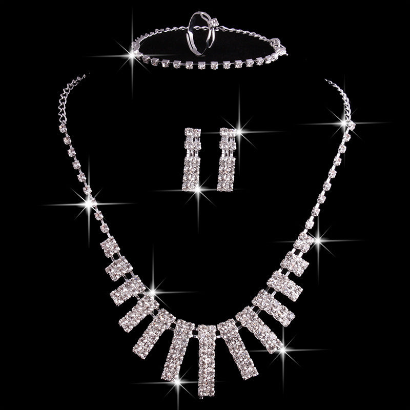 Hao Yue Bridal Jewelry Set - Four-Piece Crystal Wedding Jewelry