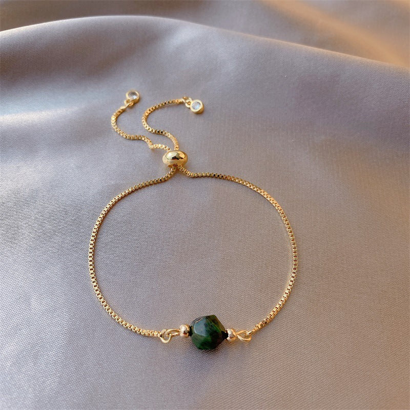 Simple Green Gemstone Bracelet for Women