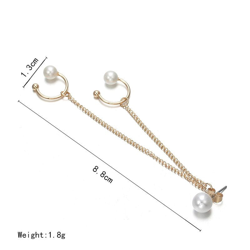 Trendy Imitation Pearl Chain Ear Clip