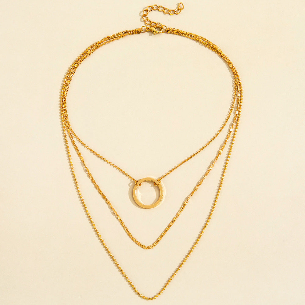 Women’s Circle Pendant Clavicle Necklace