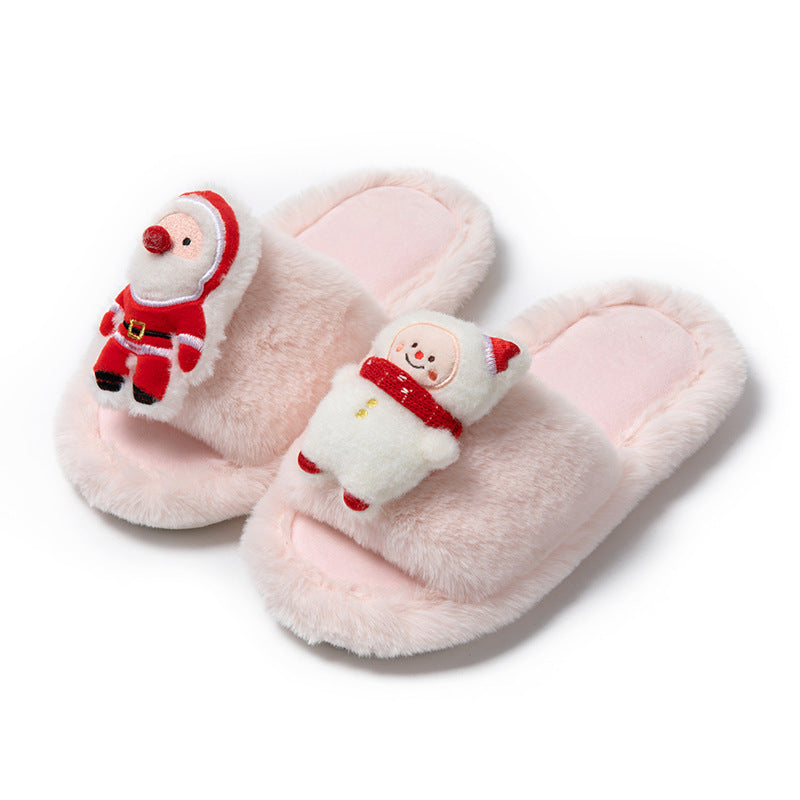 Santa Claus Open-Toe Plush Slippers