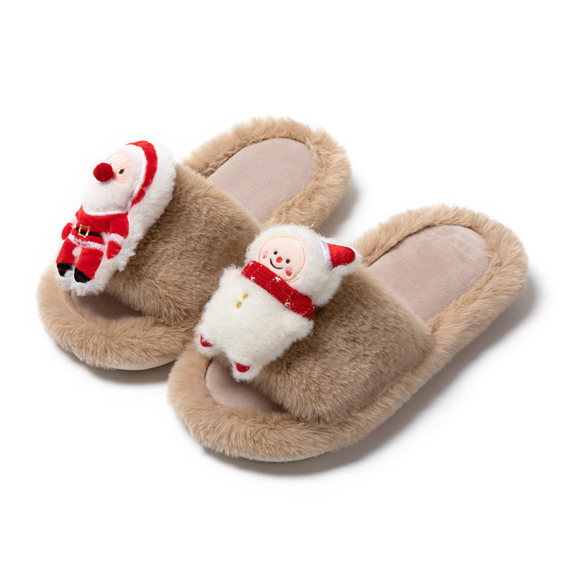 Santa Claus Open-Toe Plush Slippers