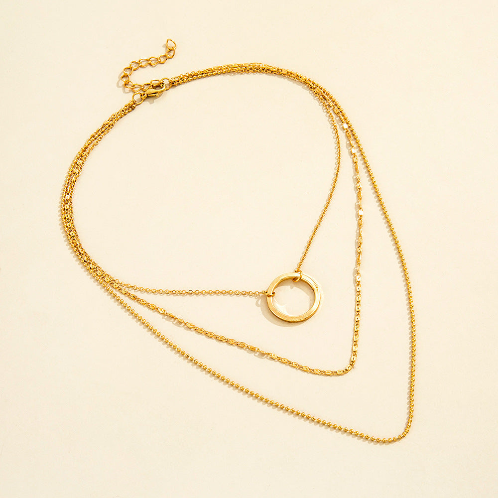 Women’s Circle Pendant Clavicle Necklace