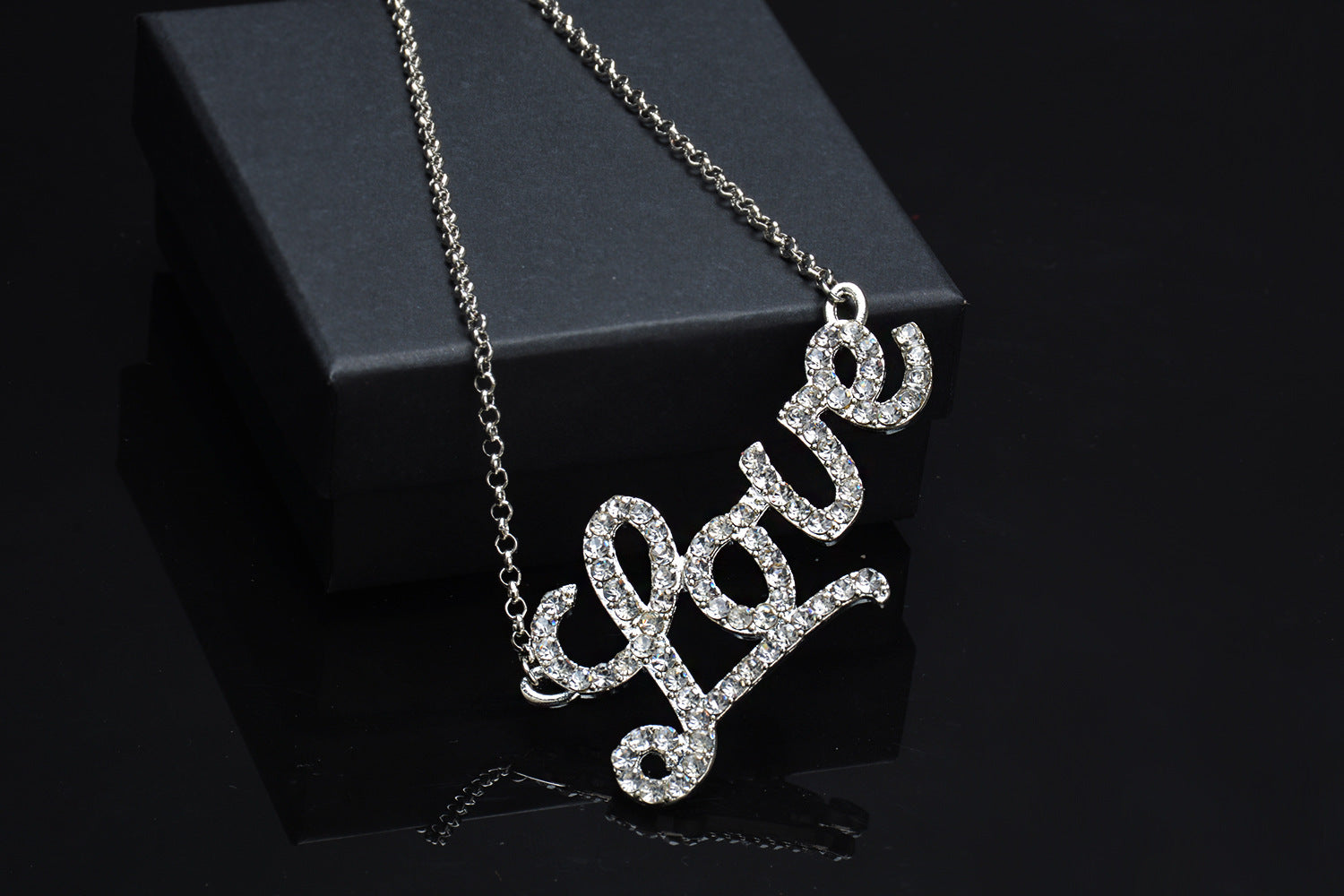 Full Diamond Letter Crystal Necklace for Women