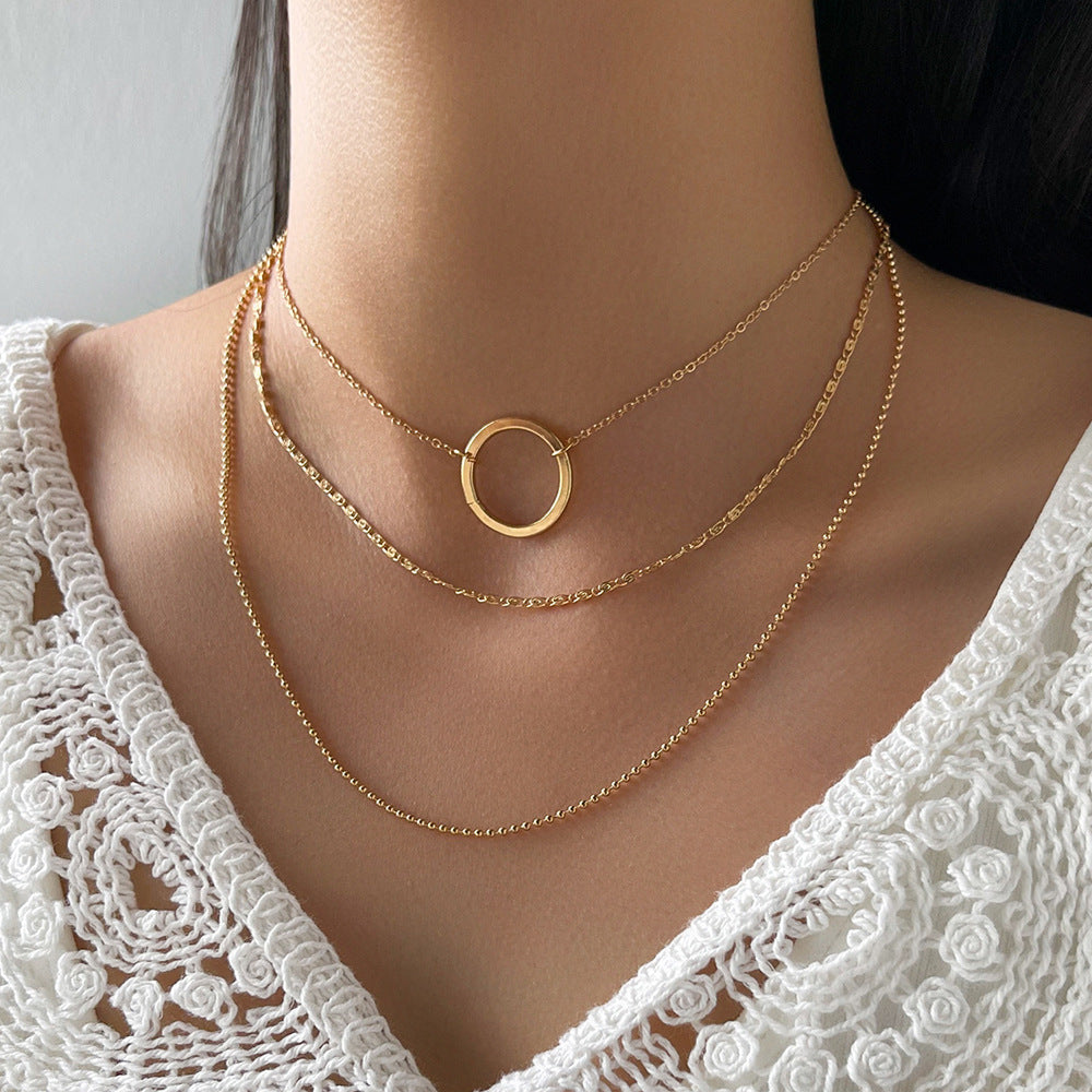 Women’s Circle Pendant Clavicle Necklace