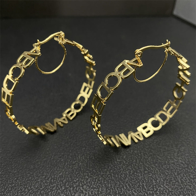 Personalized Letter Circle Earrings for Women