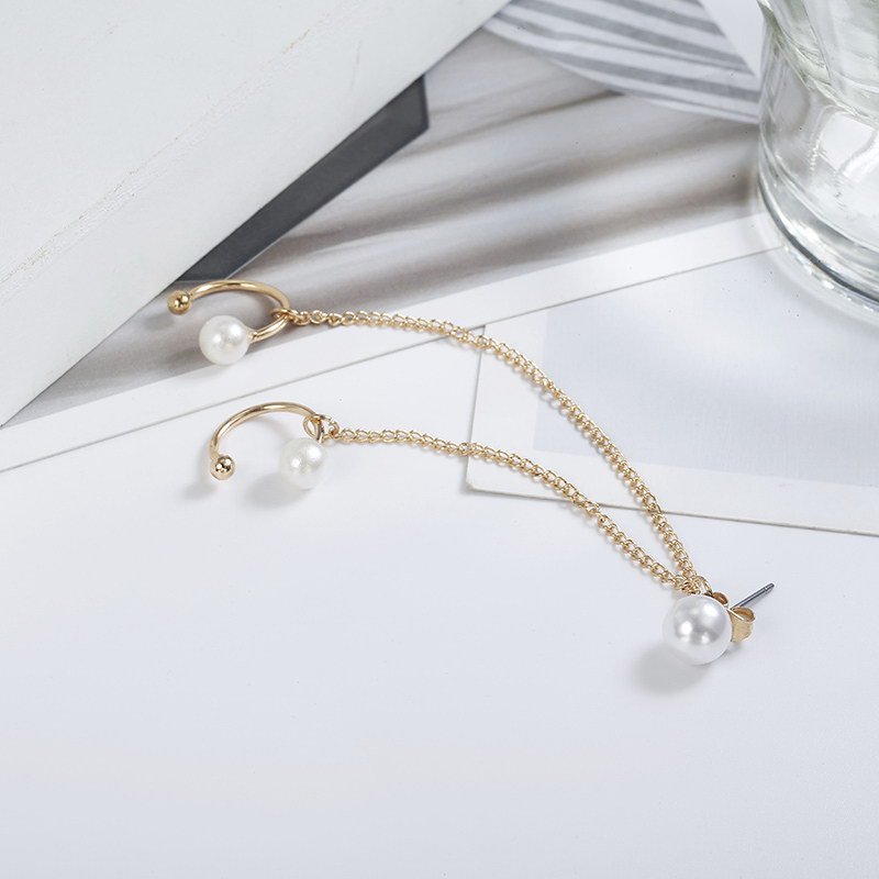 Trendy Imitation Pearl Chain Ear Clip