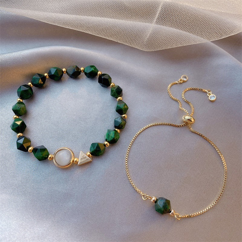 Simple Green Gemstone Bracelet for Women